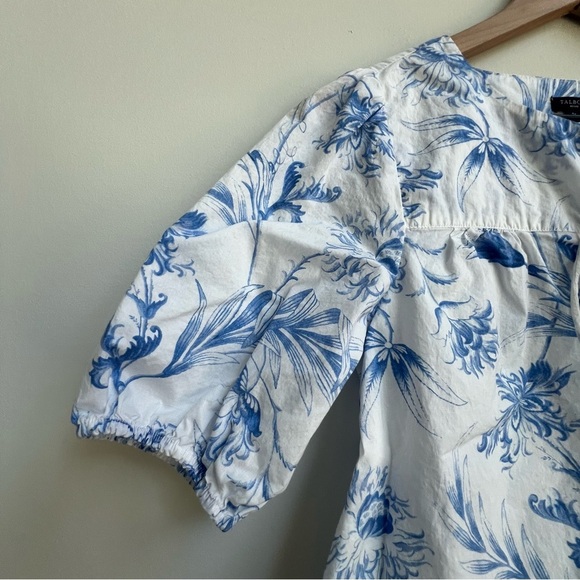 Talbots Tie Front Top Ocean Flora Toile Victorian Tapestry Whimsical Fairy PS - Picture 2 of 10